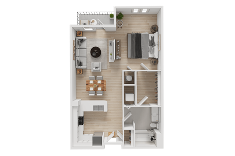 Floor plan for studio, 1 bath, 636 sqft